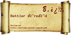 Bettler Árpád névjegykártya
